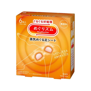 KAO めぐりズム 蒸気でじんわり 足シート 無香料 6枚入 FCA7370-イメージ1