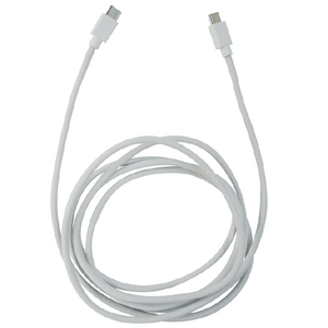 イツワ商事 PD60W対応 TYPE-C-TYPE-C シリコン+ナイロン充電通信ケーブル(2．0m) ホワイト MTCS2320WH-イメージ1