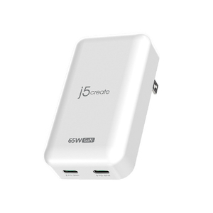 j5 create 65W GaN 2ポート スリムUSB PDフラッシュ充電器 ホワイト JUP2465-イメージ1