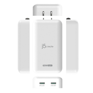 j5 create 65W GaN 2ポート スリムUSB PDフラッシュ充電器 ホワイト JUP2465-イメージ3