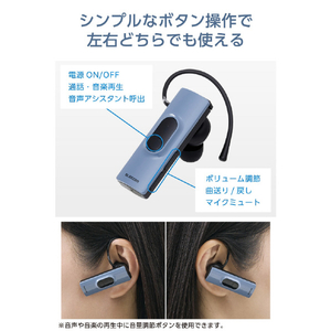 エレコム Bluetooth(R)ワイヤレスヘッドセット USB Type-C(TM)ポート搭載 ブルー LBT-HSC11MPBU-イメージ6