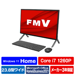 富士通 一体型デスクトップパソコン e angle select ESPRIMO ブラック FMVF77H3BE-イメージ1