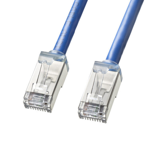 サンワサプライ カテゴリ6A STP LANケーブル(超ショートブーツ) 0．25m ブルー KB-T6ASB-0025BL-イメージ1