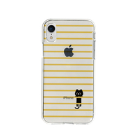 Dparks iPhone XR用ソフトクリアケース ボーダーネコ イエロー DS14828I61