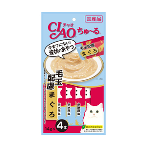 いなばペットフード チャオちゅーる 毛玉配慮 まぐろ 14g×4本 ﾁﾕ-ﾙｹﾀﾞﾏﾊｲﾘﾖ14G4ﾎﾝ-イメージ1