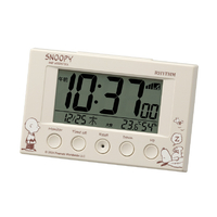 リズム スヌーピーデジタル電波アラーム時計 RHYTHN ベージュ 8RZ166MS38