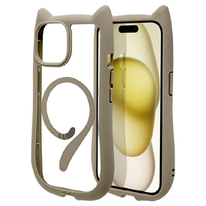 ラスタバナナ iPhone 15/14/13用猫耳MagSafe対応ハイブリッドケース TPU×PC mimi トープ 8347IP361HPMTA-イメージ1