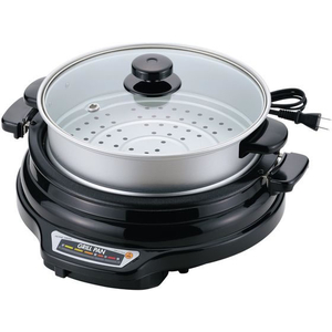 新津興器 着脱グリルパン 蒸し鍋付 27cm SGR-27TM(B) FC980LL-4410000-イメージ1