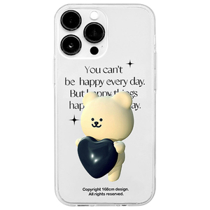 168cm iPhone 14 Pro用ソフトクリアケース くまちゃんのハートライフ 16823832I14P-イメージ1