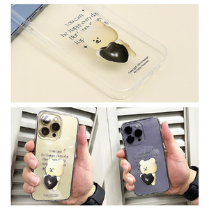 168cm iPhone 14 Pro用ソフトクリアケース くまちゃんのハートライフ 16823832I14P-イメージ11