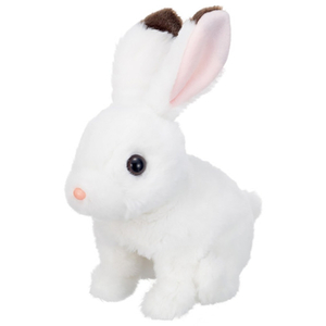 ●ピョンピョンはねて、おみみをパタパタ、おはなを動かして鳴くうさぎちゃんたち! ●本物みたいにかわいいアクションにみんな夢中! ●まっしろなこうさぎ「ユッキー」です。よろしくね。 ●お子さまがだっこす