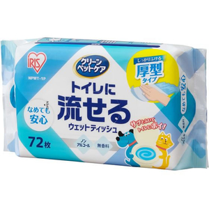 アイリスオーヤマ ペット用トイレに流せるウェットティッシュ 72枚 FC676TB-NPWT-1P-イメージ1