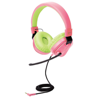 エレコム 子どもゲーム用ヘッドセット 有線4極 両耳 マイクアーム 折りたたみ ピンク×グリーン HSKDGM01TPN