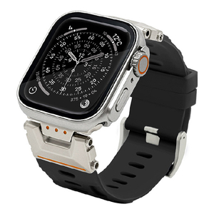 ラスタバナナ Apple Watch 4-11/SE1-3/Ultra1-3 [44/45/46/49mm]用ウルトラスタイルシリコンバンド タイプ2 ブラック RBLAWUS4409BK-イメージ1