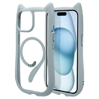 ラスタバナナ iPhone 15/14/13用猫耳MagSafe対応ハイブリッドケース TPU×PC mimi スモーキーブルー 8349IP361HPMSBL