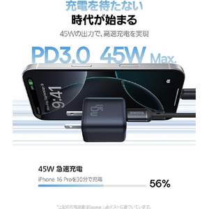 Baseus PicoGo USB-C急速充電器 GaN6Pro技術 45W Cosmic Black P1017680112300-イメージ4