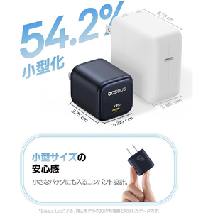 Baseus PicoGo USB-C急速充電器 GaN6Pro技術 45W Cosmic Black P1017680112300-イメージ5