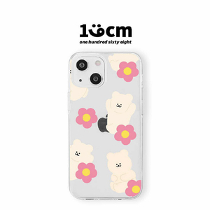 168cm iPhone 14 Pro用ソフトクリアケース くまちゃん&ハッピーフラワーズ 16823835I14P-イメージ2