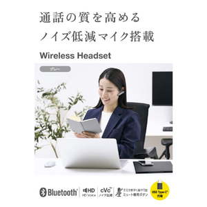 エレコム Bluetooth(R)ワイヤレスヘッドセット USB Type-C(TM)ポート搭載 グレー LBT-HSC21MPGY-イメージ3