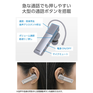 エレコム Bluetooth(R)ワイヤレスヘッドセット USB Type-C(TM)ポート搭載 グレー LBT-HSC21MPGY-イメージ6