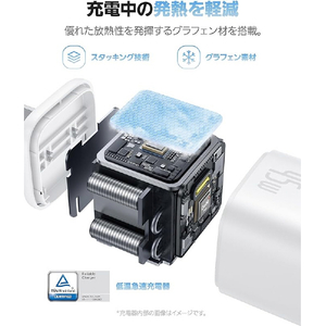 Baseus PicoGo USB-C急速充電器 GaN6Pro技術 45W Moon White P1017680121300-イメージ5