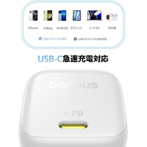 Baseus PicoGo USB-C急速充電器 GaN6Pro技術 45W Moon White P1017680121300-イメージ7
