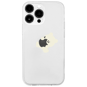 168cm iPhone 14 Pro用ソフトクリアケース Pro リンゴとくまちゃん 16823837I14P-イメージ1