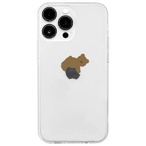 168cm iPhone 14 Pro用ソフトクリアケース リンゴとブラウンベア 16823838I14P-イメージ1
