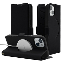 ラスタバナナ iPhone 15/14/13用薄型手帳サイドマグネットケース MAGSAFE対応 ブラック 8354IP361BSMMBK