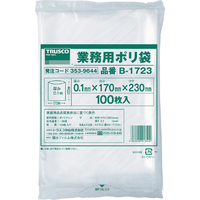 ＴＲＵＳＣＯ 厚手ポリ袋縦２３０Ｘ横１７０Ｘｔ０．１透明(１００枚入) TRUSCO業務用ポリ袋 B-1723
