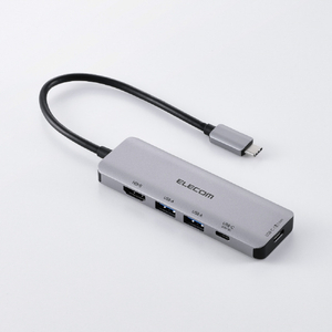 エレコム USB Type-C(TM)5in1ドッキングステーション (20W 出力対応) シルバー DST-051BPSV-イメージ2