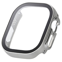 エレコム Apple Watch Ultra 2/Ultra(49mm)用フルカバーケース プレミアムガラス/高透明/防水 シルバー AW-23CFCGESV