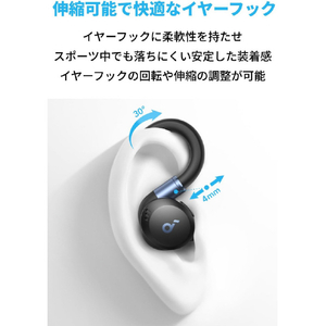 Anker イヤーフック型イヤホン Soundcore Sport X20 ブラック A3968Z11-イメージ3