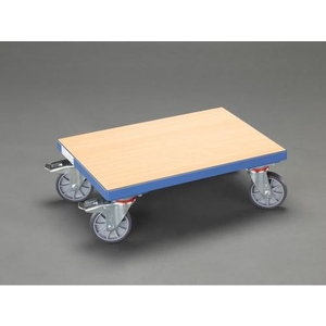 エスコ ドーリー ブレーキ付 木製天板 250kg 605×405mm FCX0554-EA520AD-11A-イメージ1