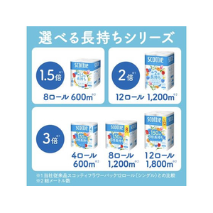 クレシア スコッティ フラワーパック 1.5倍長持ち シングル 75m 8ロール FCR8013-イメージ7