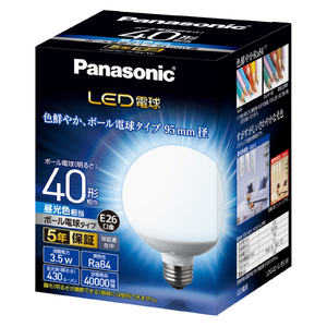 パナソニック LED電球 E26口金 全光430lm(3．5W一般電球タイプ) 昼光色相当 LDG4DG95W-イメージ1