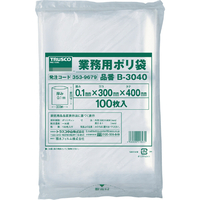 ＴＲＵＳＣＯ 厚手ポリ袋　縦４００Ｘ横３００Ｘｔ０．１　透明　（１００枚入） B-3040