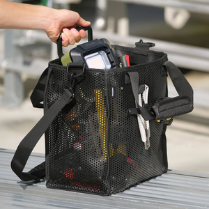 アイリスオーヤマ メッシュツールバッグ ボックス W27cm ポケット付 ブラック FCJ655V-TLB-B27D-イメージ3
