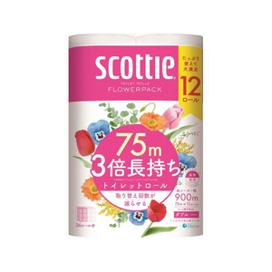 クレシア スコッティ フラワーパック 3倍長持ち ダブル 75m 12ロール FCR8015-イメージ1