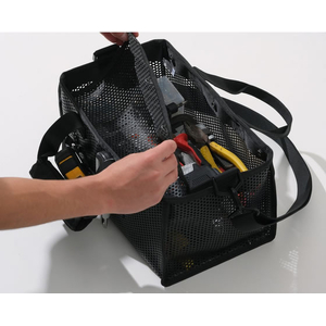 アイリスオーヤマ メッシュツールバッグ ボックス W35cm ポケット付 ブラック FCJ656V-TLB-B35-イメージ4