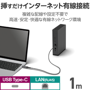 エレコム USB Type-C(TM) LAN変換ケーブル(1Gbps)(1．0m) ブラック LD-CL1G10BK-イメージ3