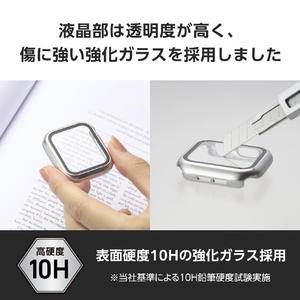 エレコム Apple Watch SE (第2世代)/SE/Series 6/5/4(40mm)用フルカバーケース プレミアムガラス/高透明/メタリック シルバー AW-23DFCGPSV-イメージ5