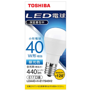 東芝 LED電球 E17口金 全光束440lm(3．8W小形電球タイプ) 昼光色相当 LDA4D-H-E17S40V2-イメージ1