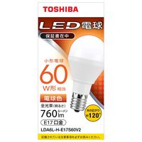 東芝 LED電球 E17口金 全光束760lm(6．2W小形電球タイプ) 電球色相当 LDA6L-H-E17S60V2