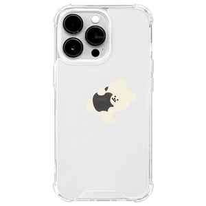168cm iPhone 14 Pro用ハイブリッドクリアケース リンゴとくまちゃん 16823847I14P-イメージ1
