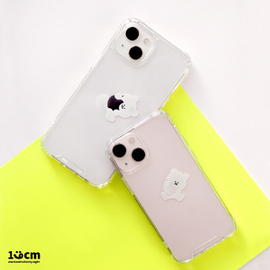 168cm iPhone 14 Pro用ハイブリッドクリアケース リンゴとくまちゃん 16823847I14P-イメージ5