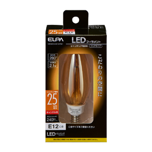 エルパ LED電球 E12口金 全光束240lm(2．1W普通電球サイズ)キャンドル色相当 LDC2CC-G-E12-F301-イメージ1
