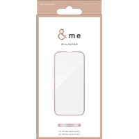 エレコム iPhone 16e用&me ガラスフィルム フレーム付き 高透明 メタリックピンク PM-A25SFLGFPNM