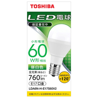 東芝 LED電球 E17口金 全光束760lm(5．9W小形電球タイプ) 昼白色相当 LDA6NHE17S60V2
