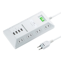 サンワサプライ USB充電ポート付きタップ(2P・8個口・3m) 平型 ホワイト TAP-B109U-3WN